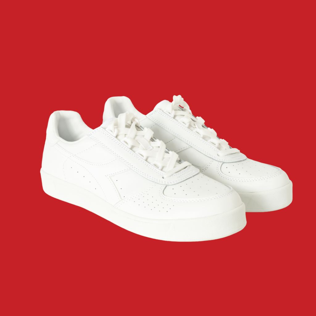 A pair of white sneakers